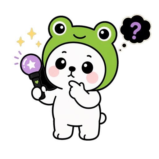Sumi, the K-Pop Game Club mascot, thinking hard